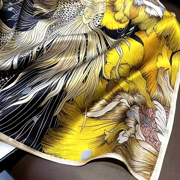 100% Pure Silk Satin Scarf High-Quality - Square Scarves. Bag Wrist/Scarf - Picture 3 of 9